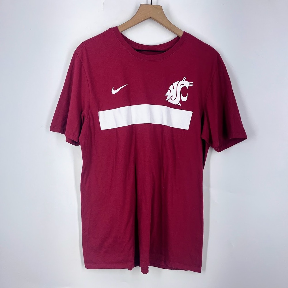 Nike Washington State Cougars WSU Crimson Red Athletic Cut Graphic Tee Mens L